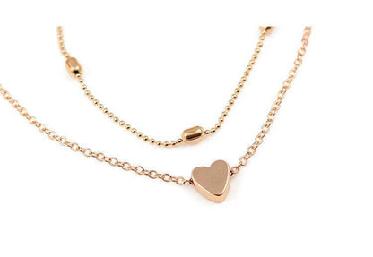 Charming Gold Plated Double Layered Heart Pendant Necklace For Women and Girls - STORE