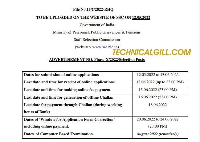 SSC Selection Posts 2022   